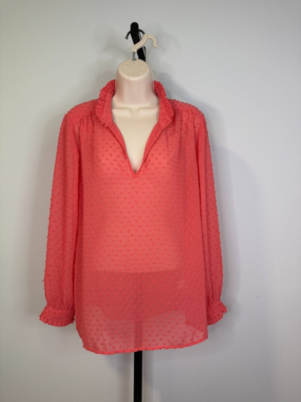 J. Crew Pink Swiss Dot Blouse - Size 12